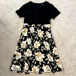 YATHON Women's Vintage Floral Flared A-Line Swing Casual Party Dress L